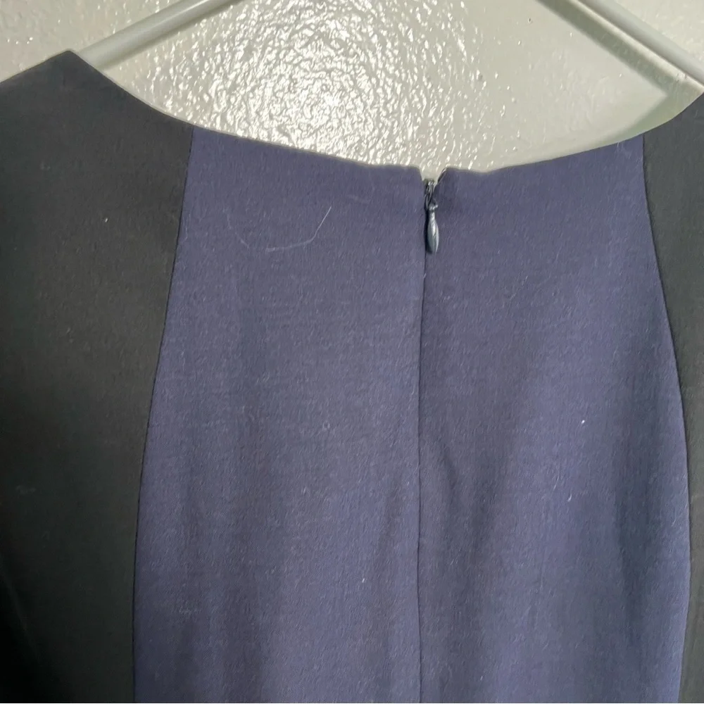 Banana Republic Womens Size 14 Wool Colorblock Sheath Dress Navy Blue Black Belt